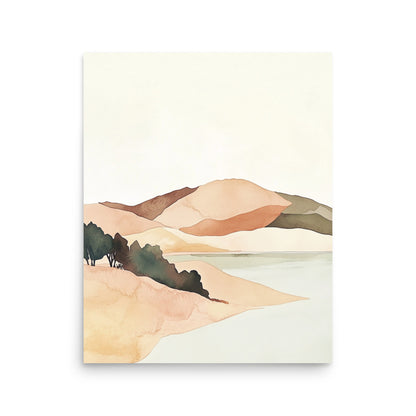 Golden California Coast – Minimalist Watercolor Art