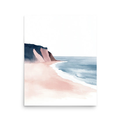 California Coastline – Minimalist Watercolor Seascape