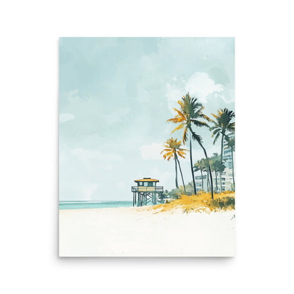 Miami Beach Serenity – Minimalist Watercolor Coastal Charm