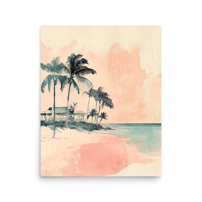 Pastel Miami Shores – Minimalist Coastal Watercolor Art Print