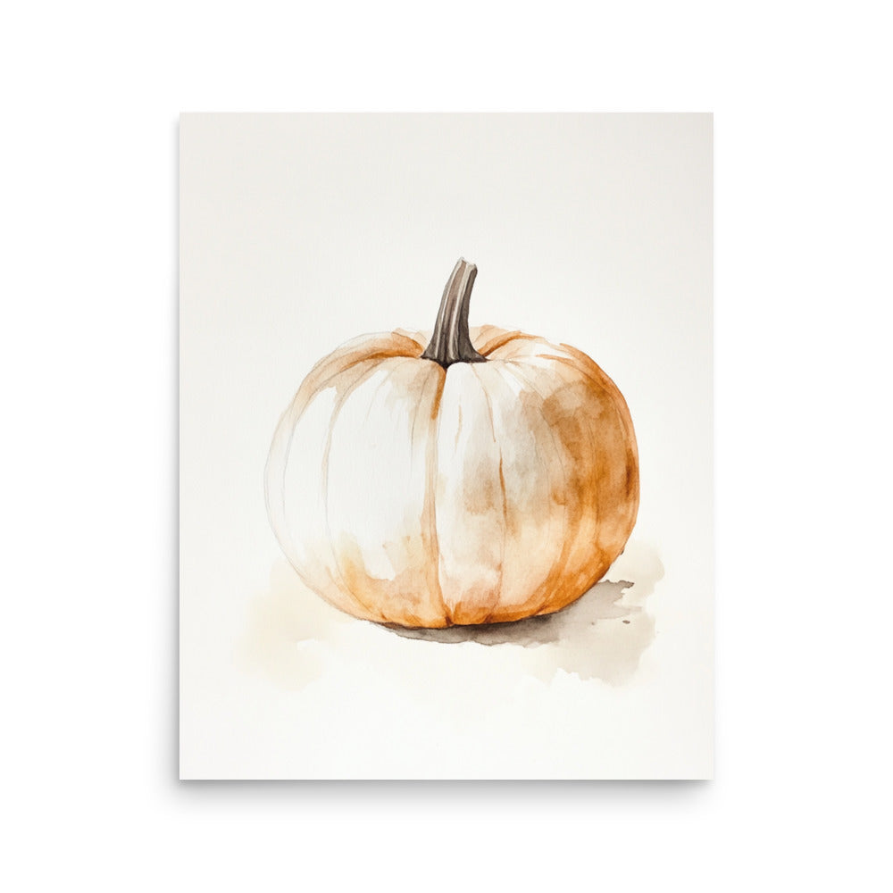 Autumn Essence: Minimalist Watercolor of a Pumpkin