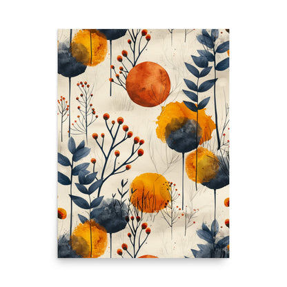 Autumnal Elegance: Abstract Watercolor Botanicals in Warm Hues