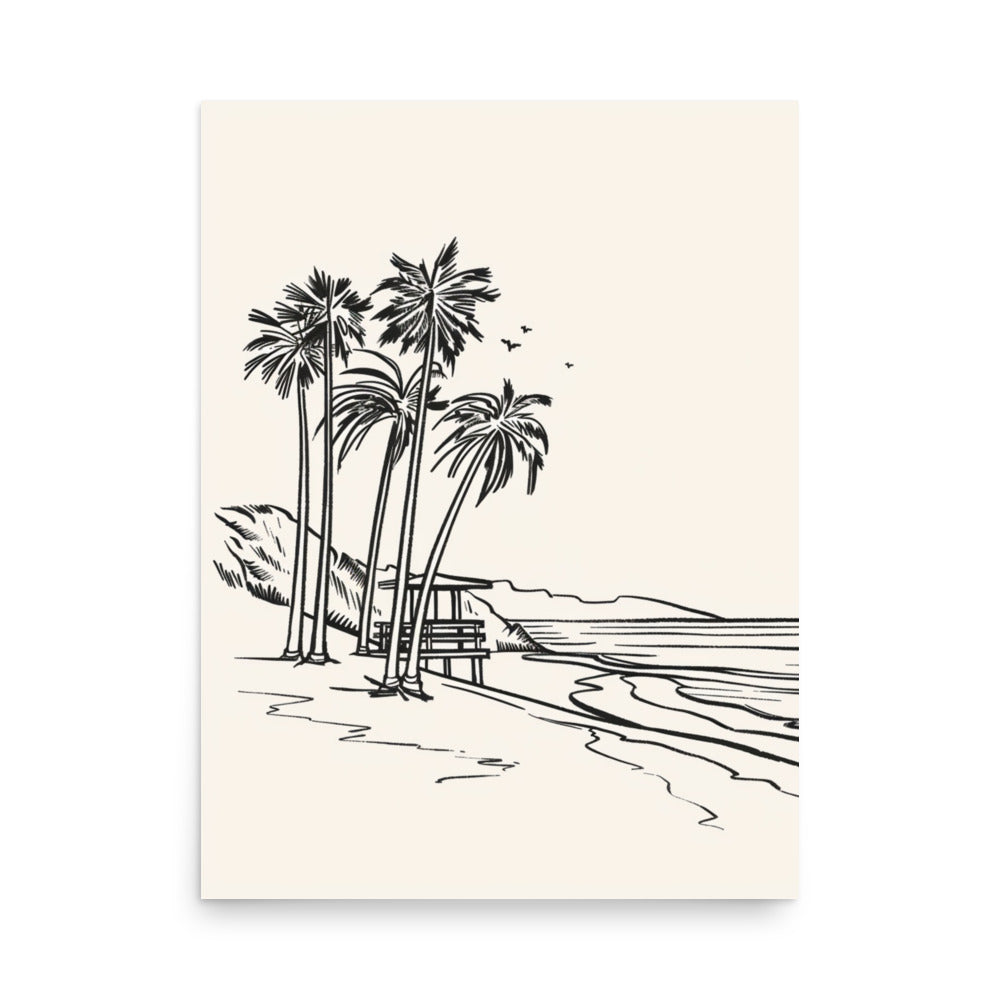 Coastal Contours: Line Art of a SoCal Beachscape