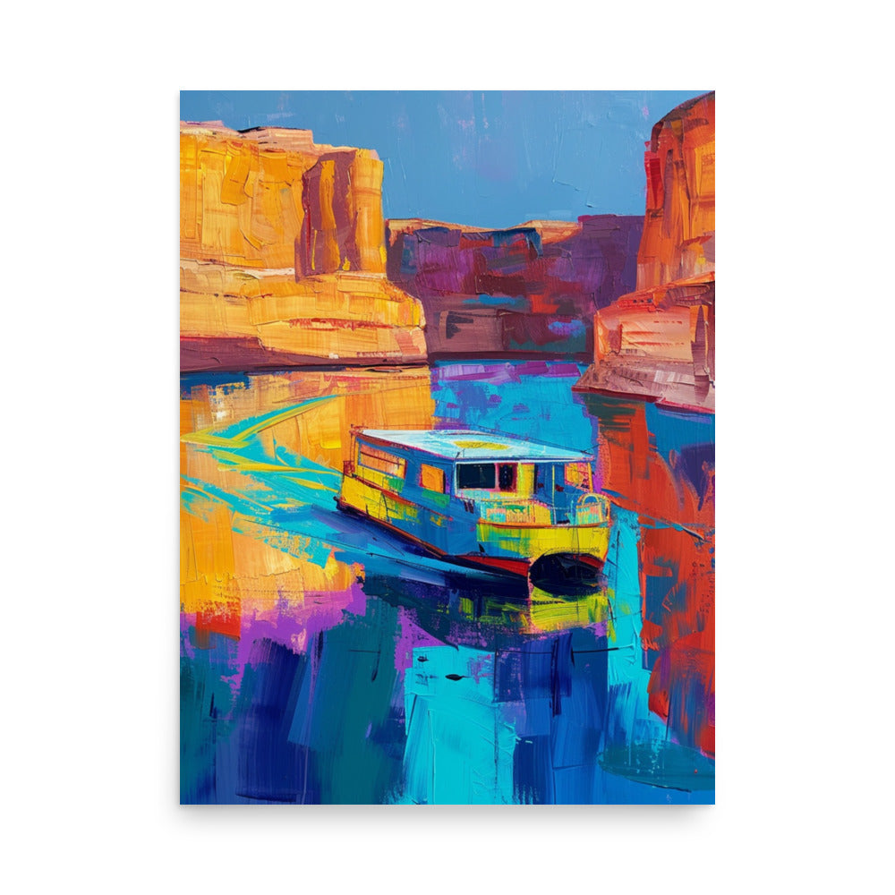 Journey Through Color: Houseboat on Lake Powell's Vibrant Waters