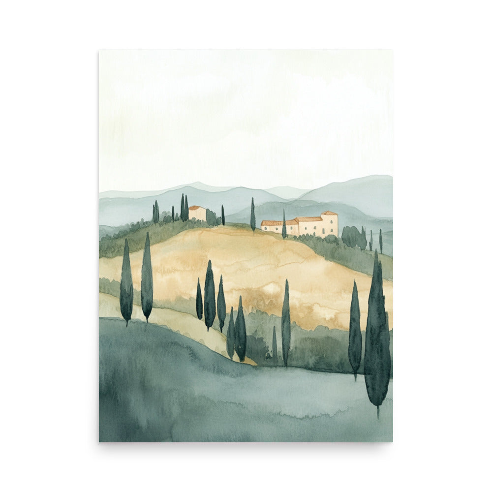 Tuscan Serenity – A Timeless Watercolor Landscape