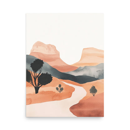 Desert Elegance – Minimalist Watercolor of Moab's Landscape