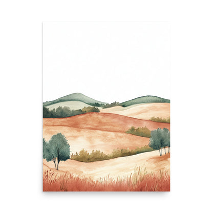 French Countryside Serenity – Minimalist Watercolor Landscape