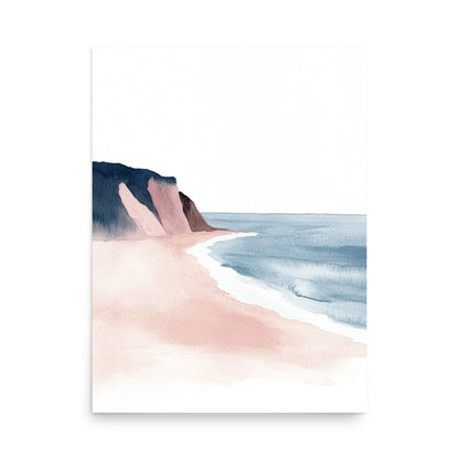 California Coastline – Minimalist Watercolor Seascape