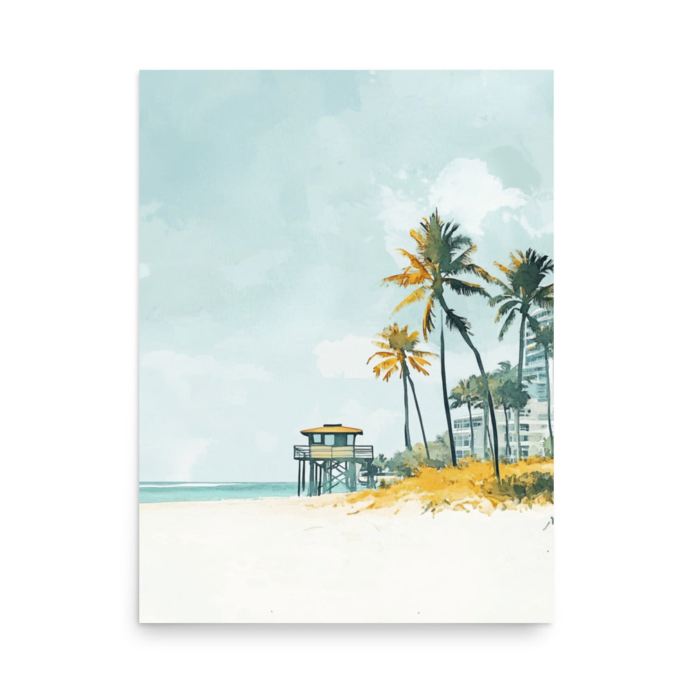 Miami Beach Serenity – Minimalist Watercolor Coastal Charm