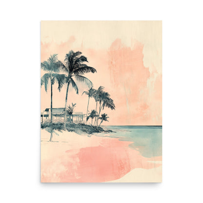 Pastel Miami Shores – Minimalist Coastal Watercolor Art Print