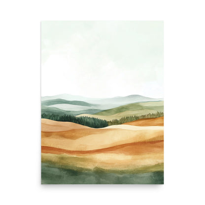 Scottish Rolling Hills – Minimalist Watercolor Landscape Art Print