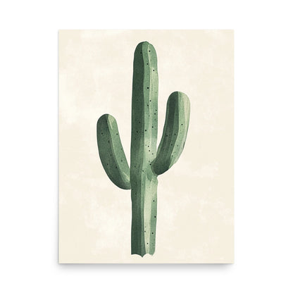 Desert Solitude: Minimalist Watercolor of a Lone Cactus