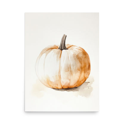 Autumn Essence: Minimalist Watercolor of a Pumpkin