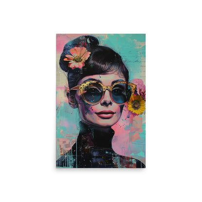 Modern Audrey Hepburn Portrait in Pastel Colors