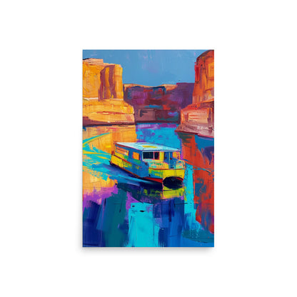 Journey Through Color: Houseboat on Lake Powell's Vibrant Waters