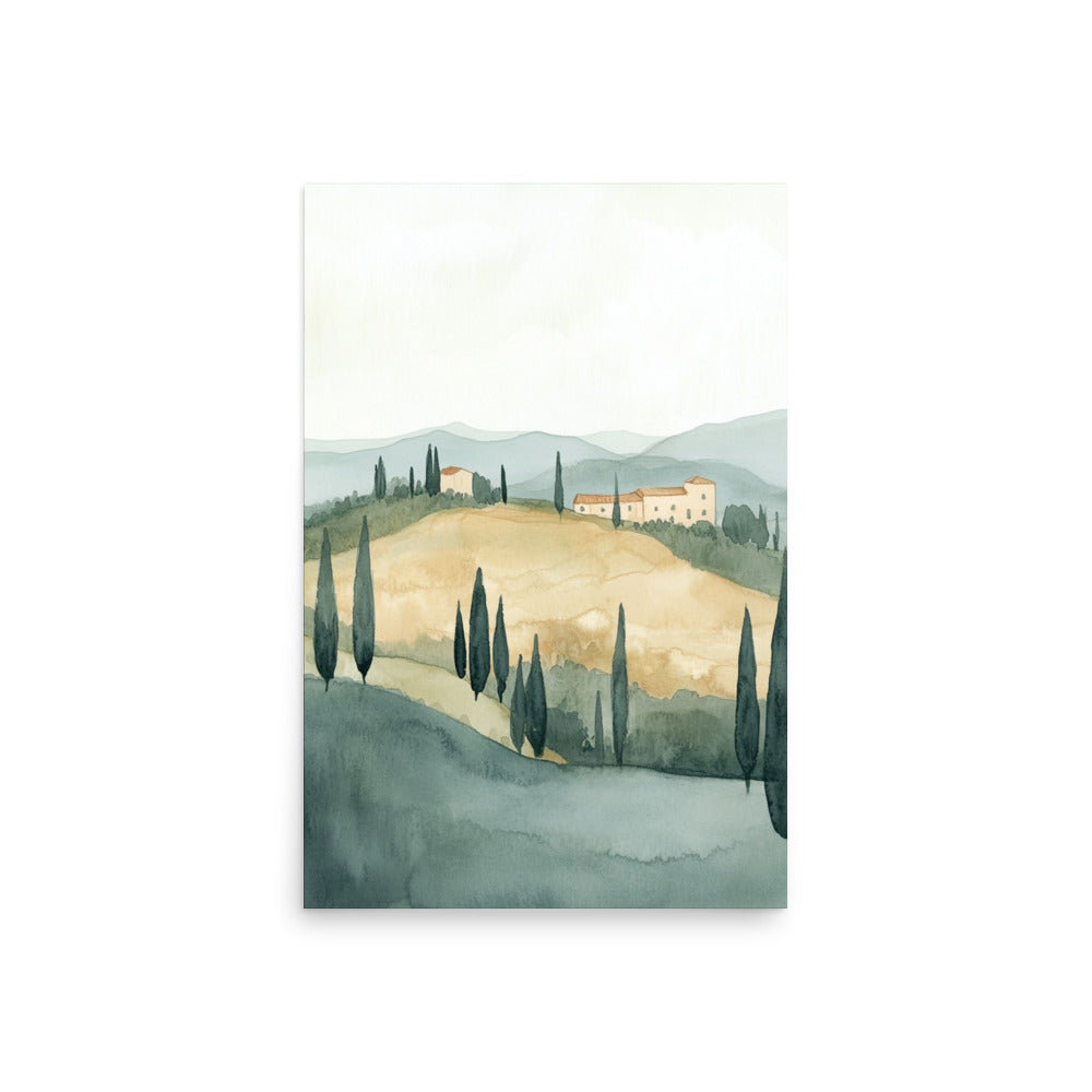 Tuscan Serenity – A Timeless Watercolor Landscape