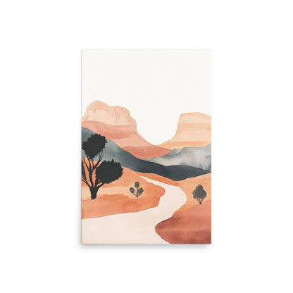 Desert Elegance – Minimalist Watercolor of Moab's Landscape