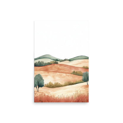 French Countryside Serenity – Minimalist Watercolor Landscape