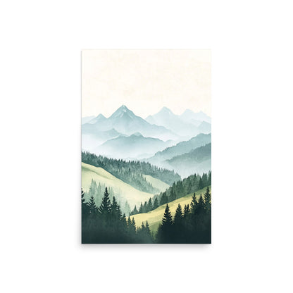 Majestic Swiss Alps – Minimalist Watercolor Landscape