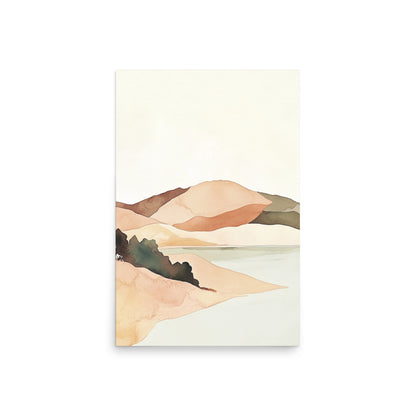 Golden California Coast – Minimalist Watercolor Art