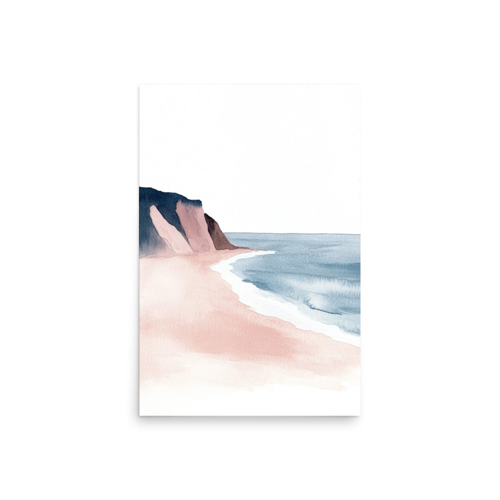 California Coastline – Minimalist Watercolor Seascape