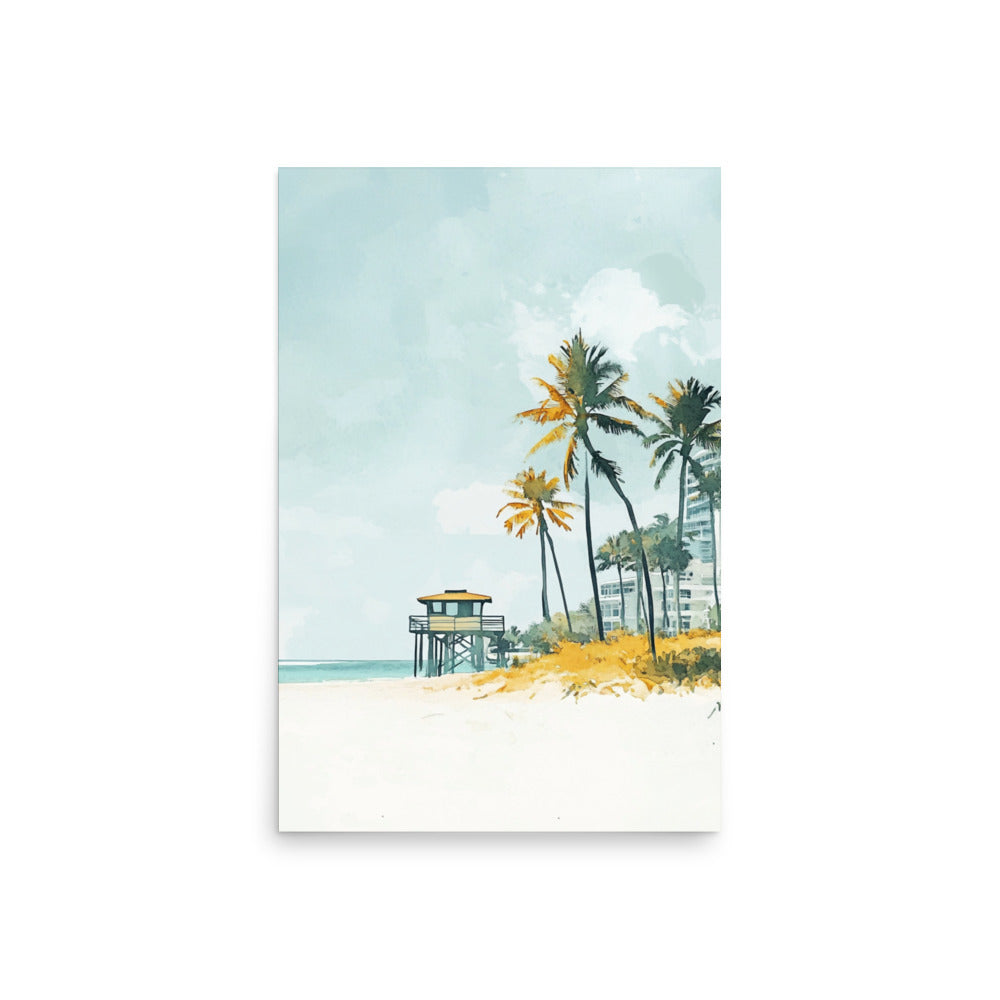 Miami Beach Serenity – Minimalist Watercolor Coastal Charm