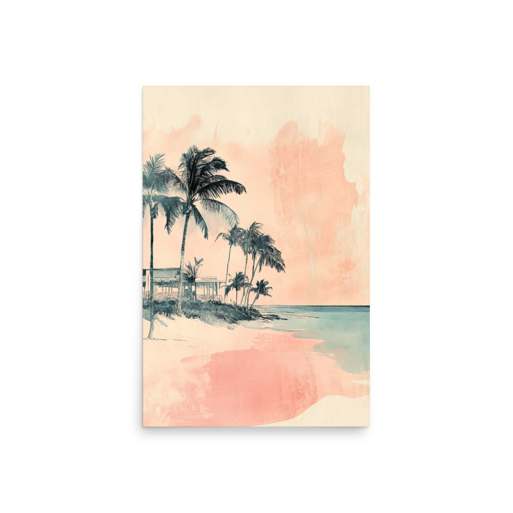 Pastel Miami Shores – Minimalist Coastal Watercolor Art Print