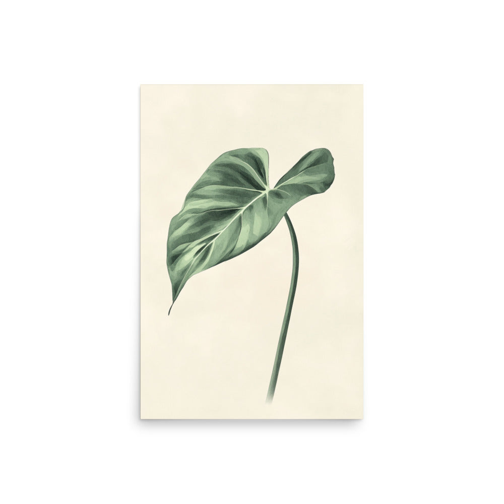 Verdant Grace: Minimalist Watercolor of a Split-Leaf Philodendron