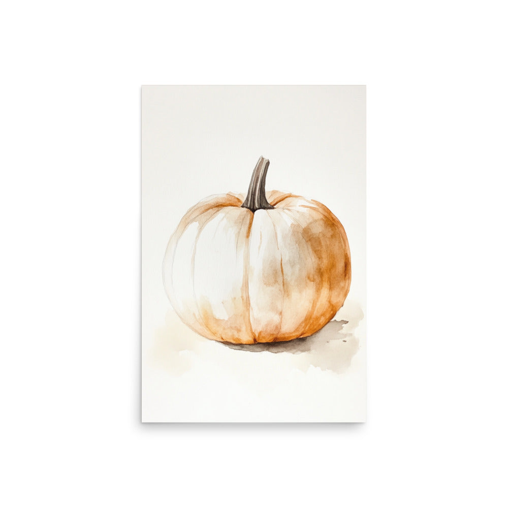 Autumn Essence: Minimalist Watercolor of a Pumpkin