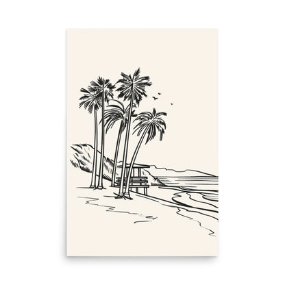 Coastal Contours: Line Art of a SoCal Beachscape