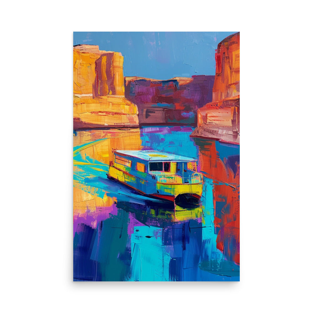 Journey Through Color: Houseboat on Lake Powell's Vibrant Waters