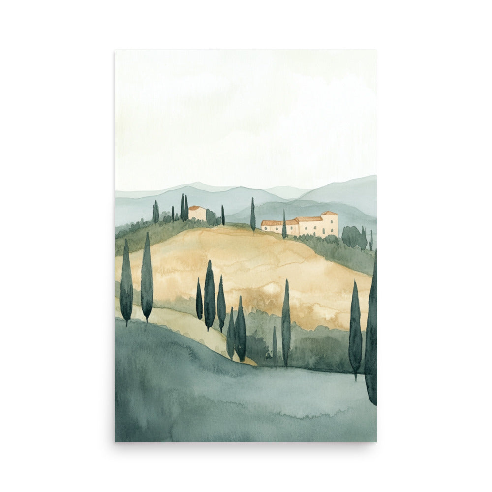 Tuscan Serenity – A Timeless Watercolor Landscape