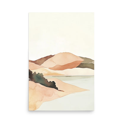 Golden California Coast – Minimalist Watercolor Art