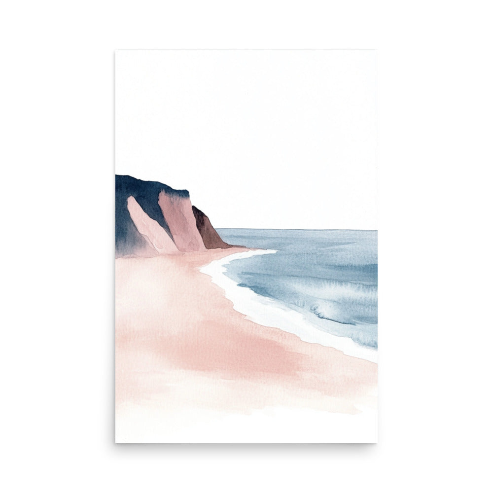 California Coastline – Minimalist Watercolor Seascape