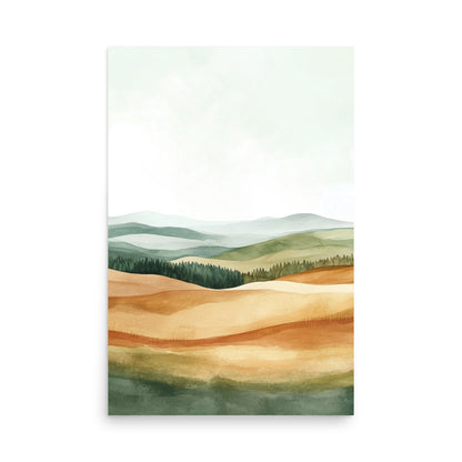 Scottish Rolling Hills – Minimalist Watercolor Landscape Art Print