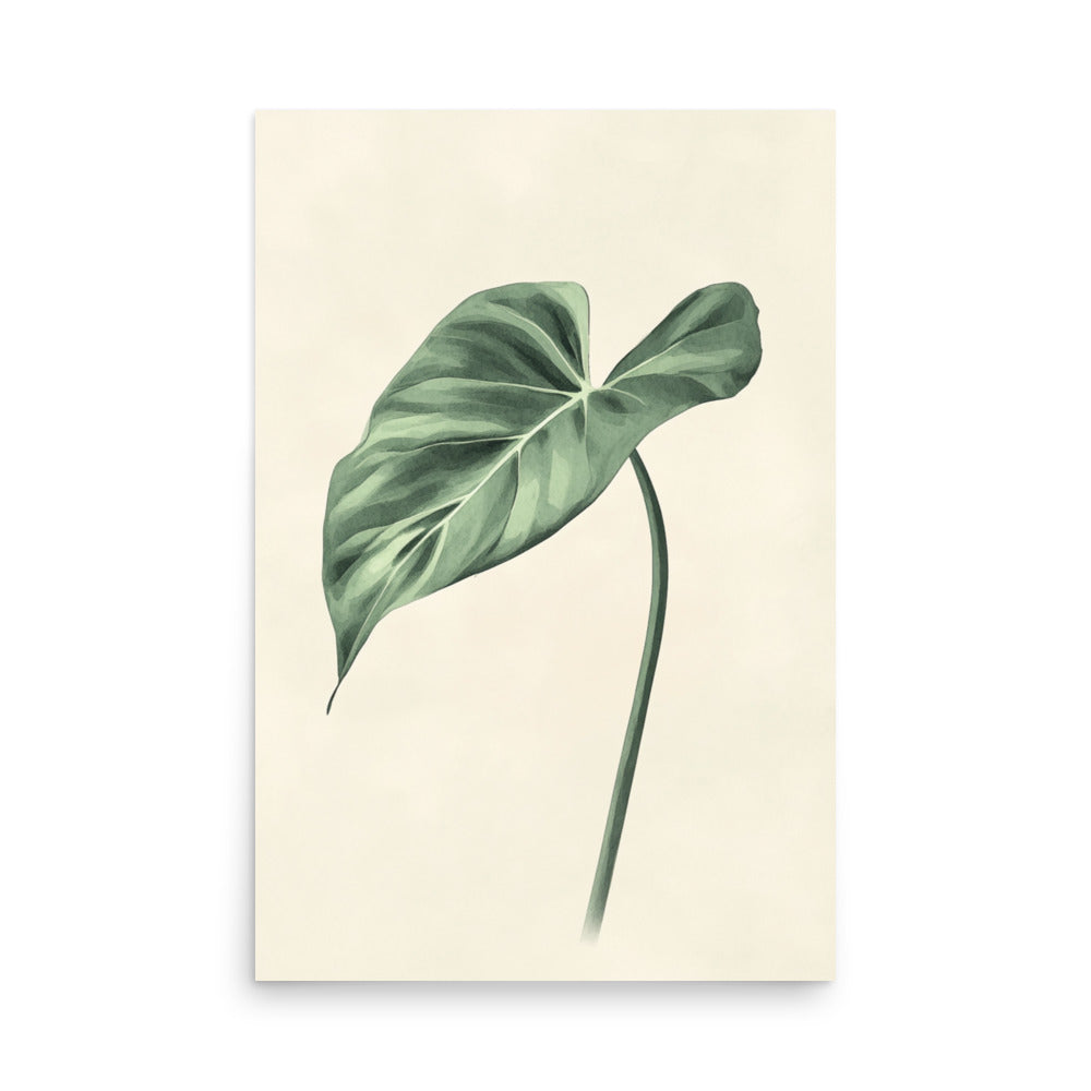 Verdant Grace: Minimalist Watercolor of a Split-Leaf Philodendron