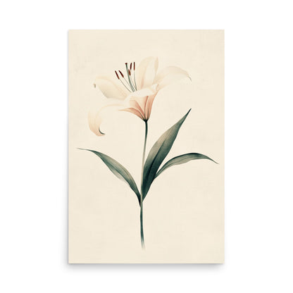 Timeless Grace: Minimalist Watercolor of a Lily in Bloom