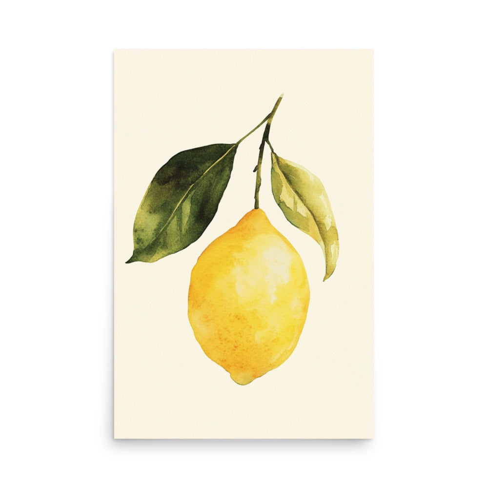 Citrus Charm: Minimalist Watercolor of a Lemon