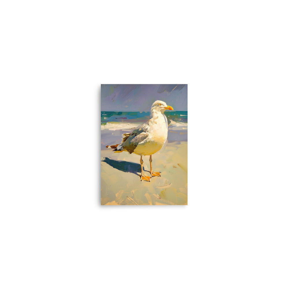 Coastal Observer: Seagull Portrait on Sandy Shores