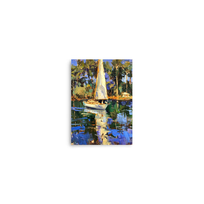 Lakeside Repose: Sailboat Amidst Tranquil Waters