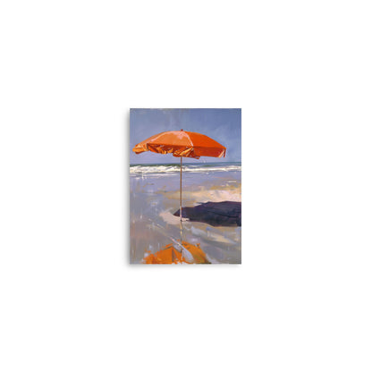 Seaside Shade: Solitary Orange Umbrella on the Beach