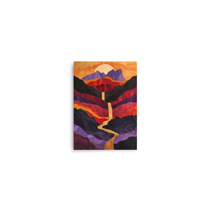 Vibrant Desert Landscape Art: Red and Purple Paper Cut Masterpiece