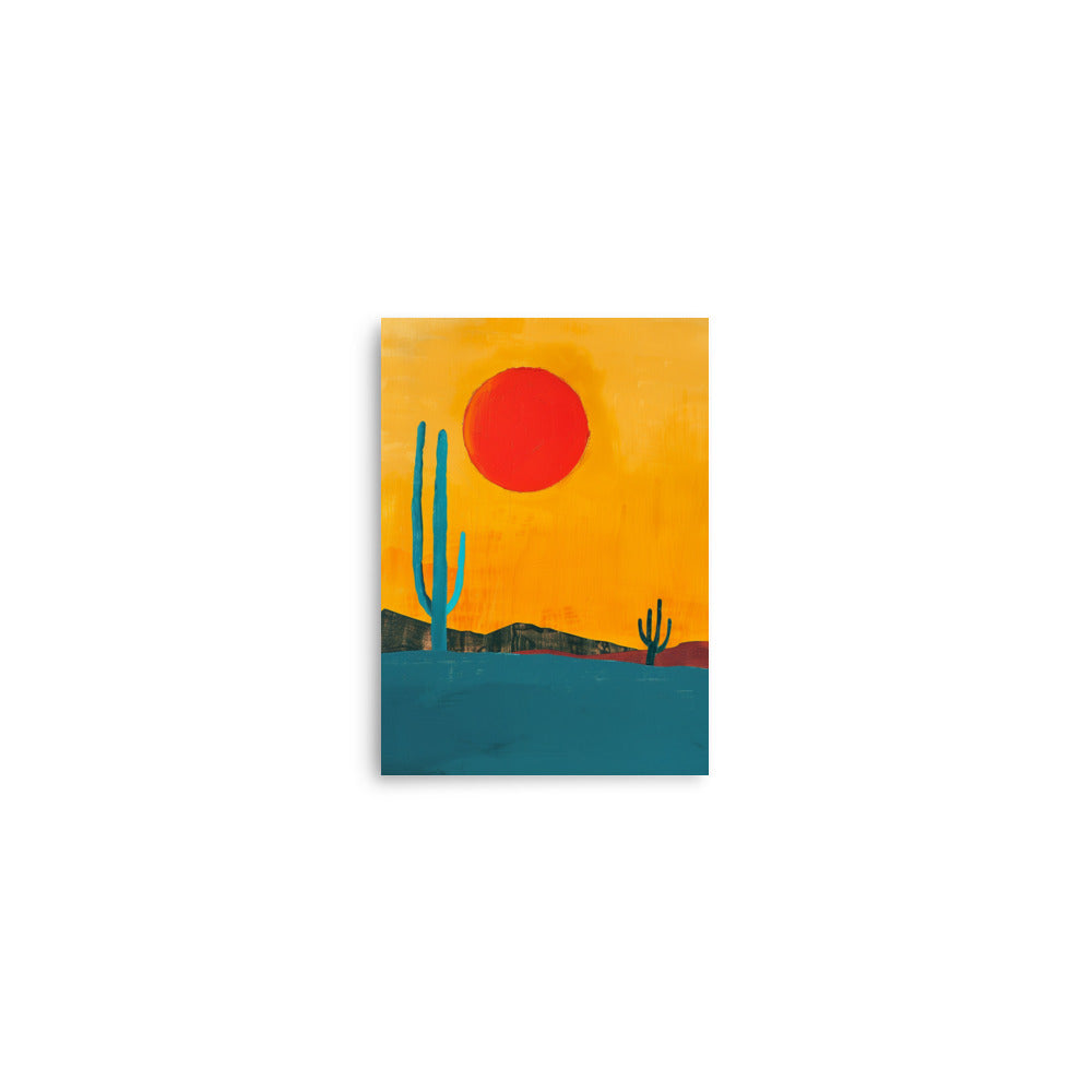 Mid-Century Desert Art: Simplistic Sunset Scene