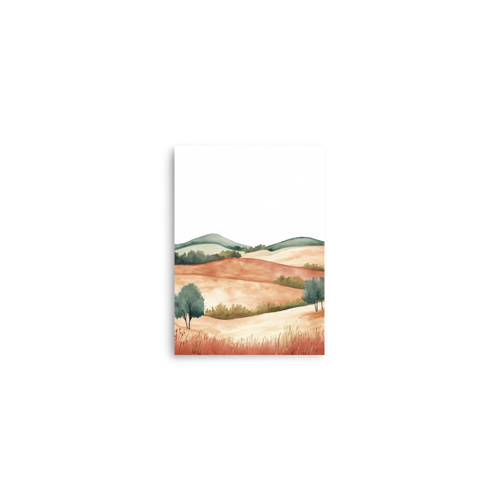 French Countryside Serenity – Minimalist Watercolor Landscape