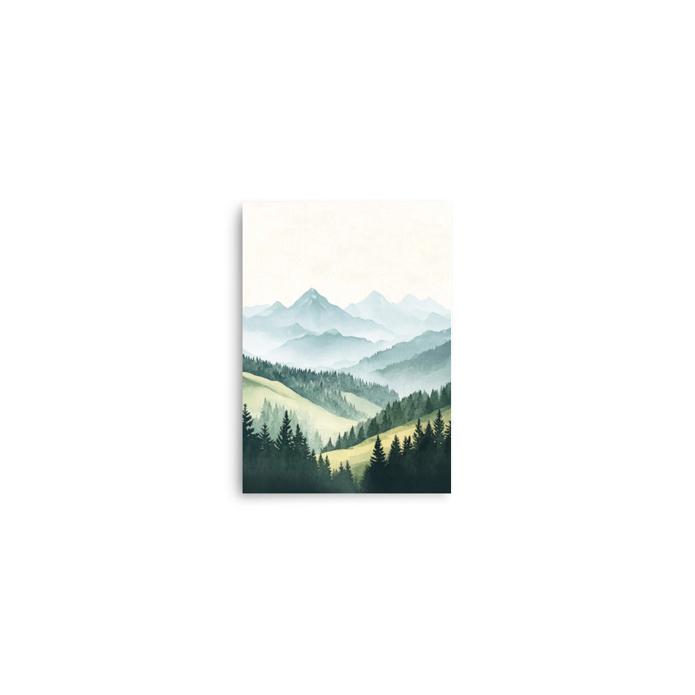 Majestic Swiss Alps – Minimalist Watercolor Landscape