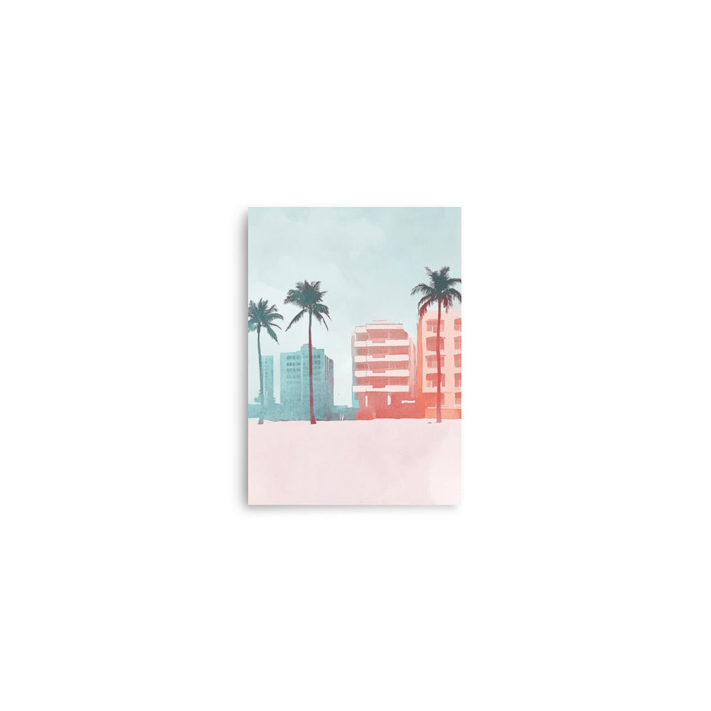 Sunset Skyline – Minimalist Miami Beach Watercolor Art