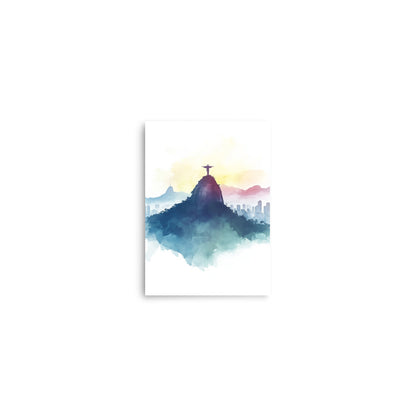 Serene Majesty: Watercolor Panorama of Rio de Janeiro's Christ the Redeemer