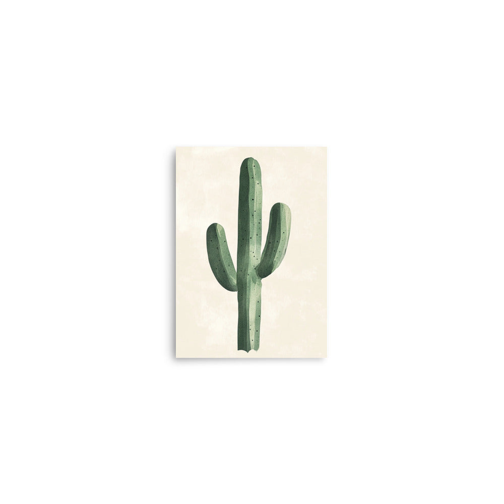 Desert Solitude: Minimalist Watercolor of a Lone Cactus