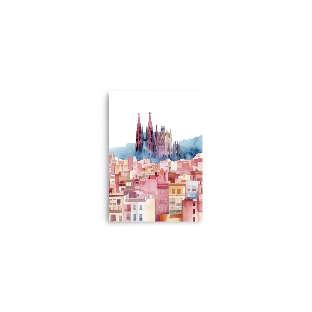 Barcelona Dreamscape: Watercolor of Sagrada Família and Cityscape