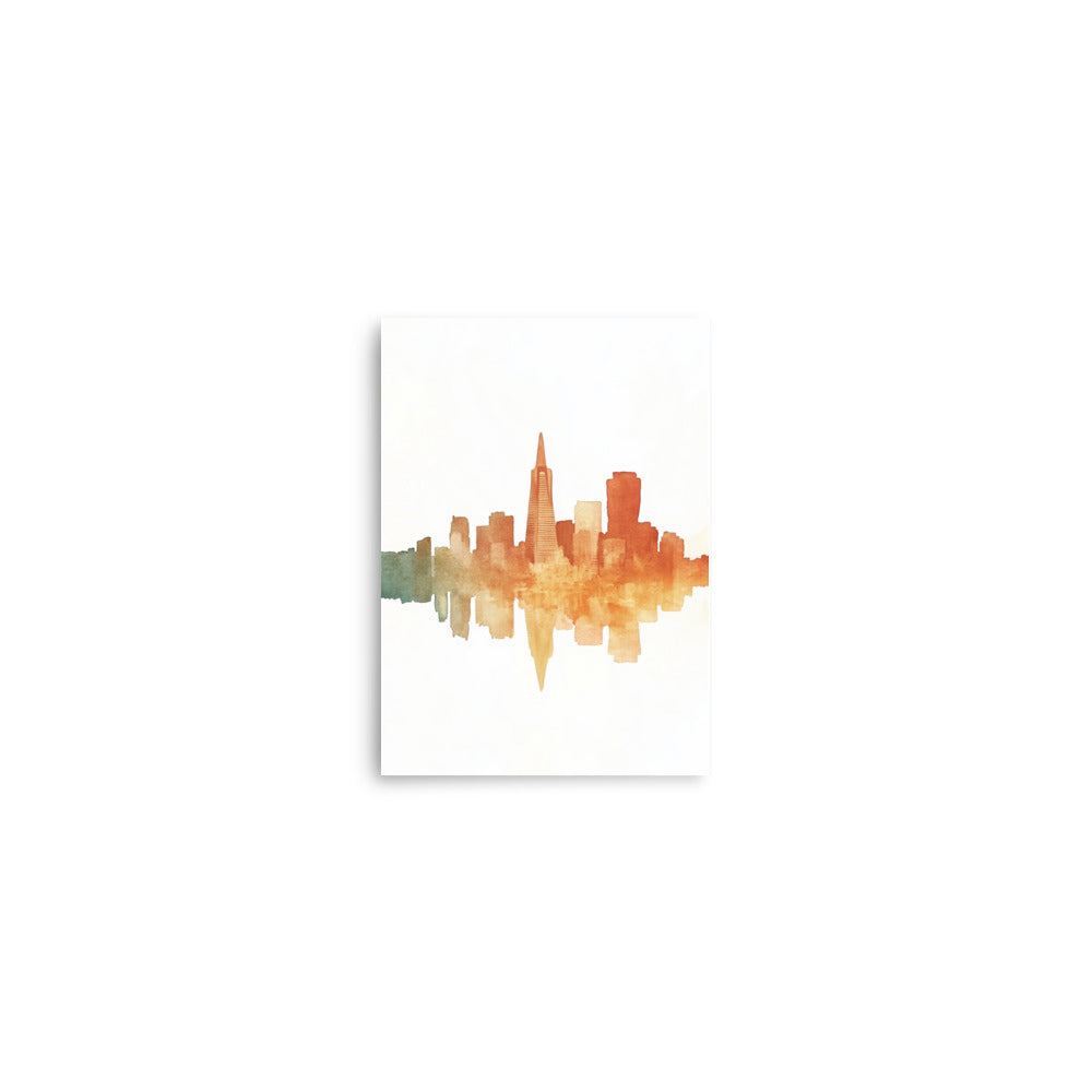 Golden Hues: Minimalist Watercolor of the San Francisco Skyline